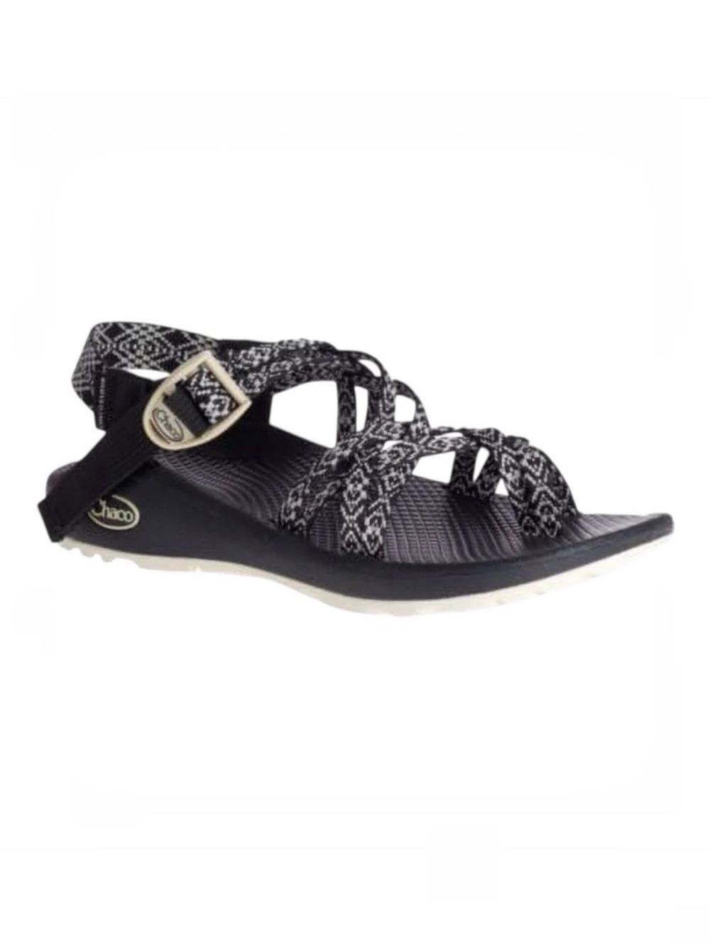 Chaco Womens Z Cloud Black White Adjustable Strap Cushioned Hiking Sandal Size 9